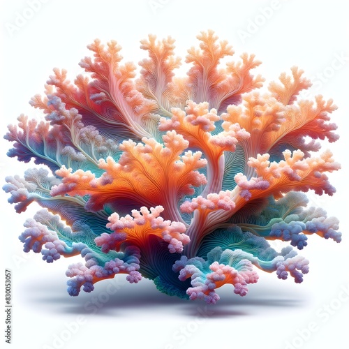 Ein atemberaubendes fantasievolles Bild, das eine Koralle darstellt. Mit verzweigten, lebhaften Tentakeln in Pastellfarben, wunderschön und filigran detailliert photo