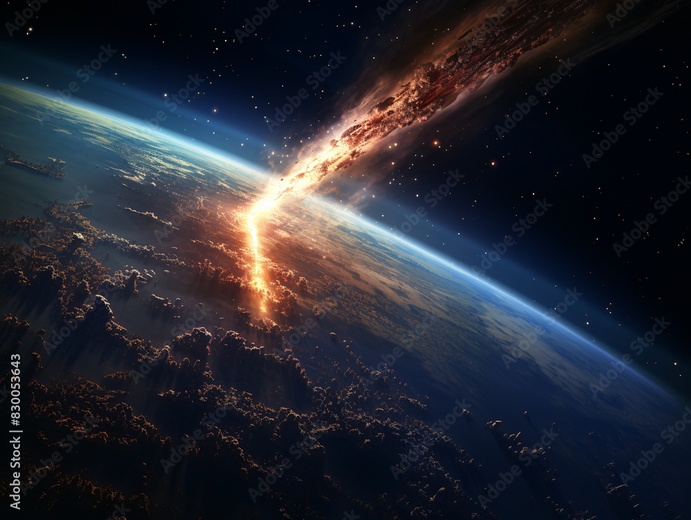 Meteor Impact on Earth Fiery Asteroid Colliding with the Planet Meteor Impact on Earth Fiery Asteroid Colliding with the Planet