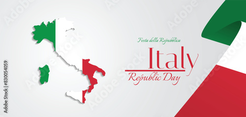 Italy Republic Day (Festa della Repubblica) flag map vector poster photo
