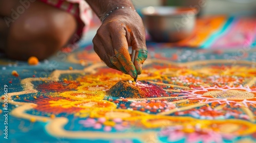 Intricate Mandala Patterns Created with Colored Sands