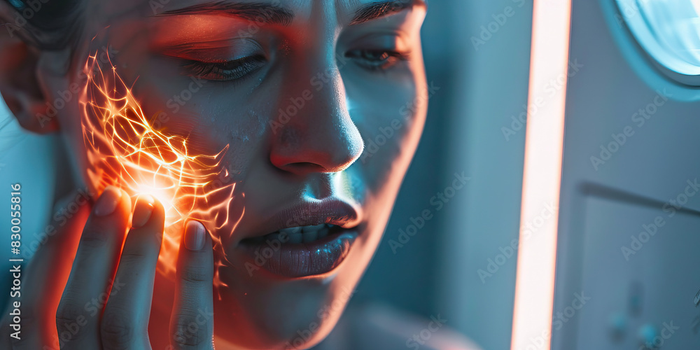 Woman Holding Her Jaw: Possible Indicator of Jaw Pain or TMJ Disorder Woman Holding Her Jaw: Possible Indicator of Jaw Pain or TMJ Disorder
