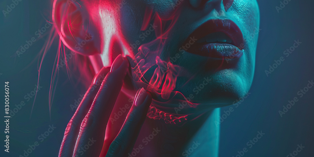 Woman Holding Her Jaw: Possible Indicator of Jaw Pain or TMJ Disorder Woman Holding Her Jaw: Possible Indicator of Jaw Pain or TMJ Disorder