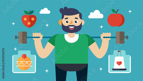 Despite his gym buddys insistence on obsessive weight tracking and strict calorie counting the man chose a healthier and balanced approach to reaching his fitness goals.. Vector illustration