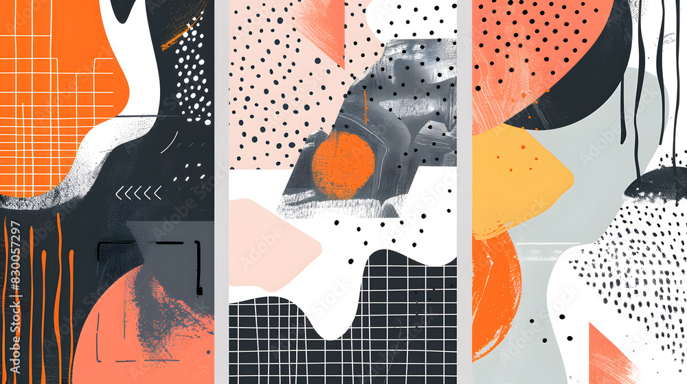 Fototapeta premium Vector set of abstract creative backgrounds in minimal trendy style. Generative AI.