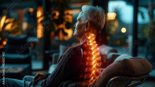 Amazing of an elderly person with ankylosing spondylitis photo