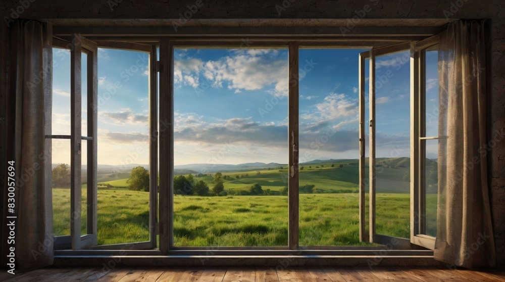Frame of a window to the countryside Frame of a window to the countryside