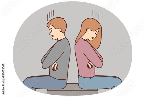 Angry couple suffer from relationships problems