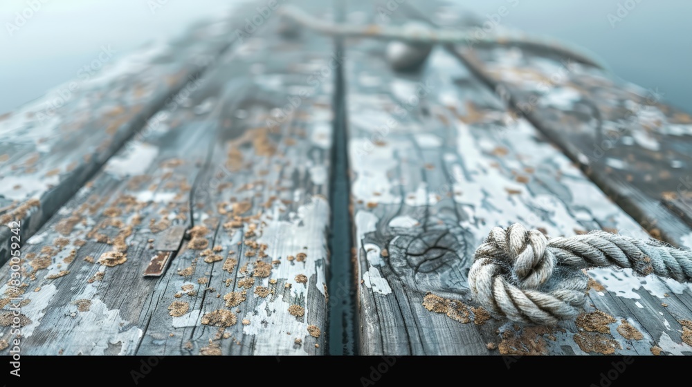 Obraz premium A dock with a rope tied to it and a rope tied to the other side of the dock