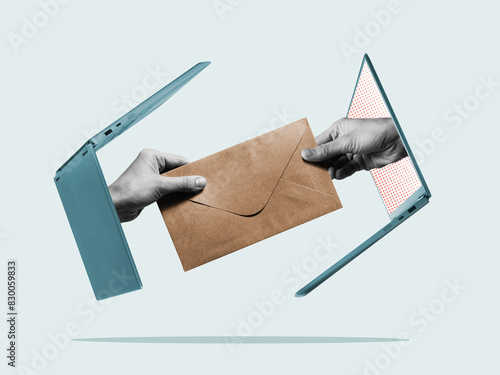 Принти на полотні Private online correspondence between people. Art collage.