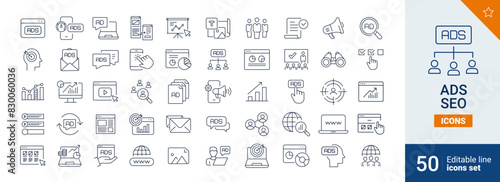 Ads icons Pixel perfect. Communication, support, web, ...	
