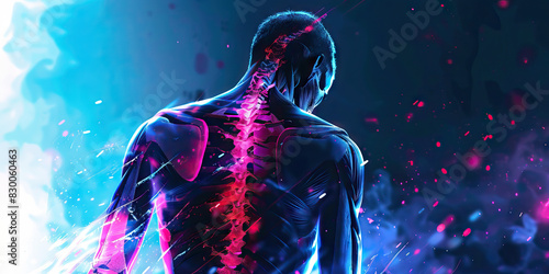 Strained Back: The Stabbing Pain and Limited Mobility of Back Strain - Imagine a scene where the back is strained, causing stabbing pain and limited range of motion photo