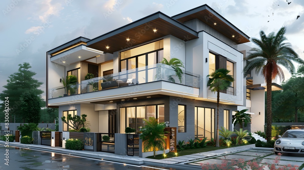 The exterior design effect picture of a modern house The exterior design effect picture of a modern house