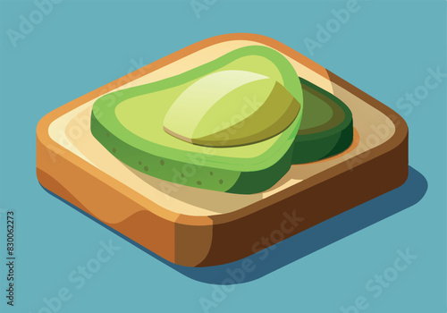 A slice of bread with a green avocado on top