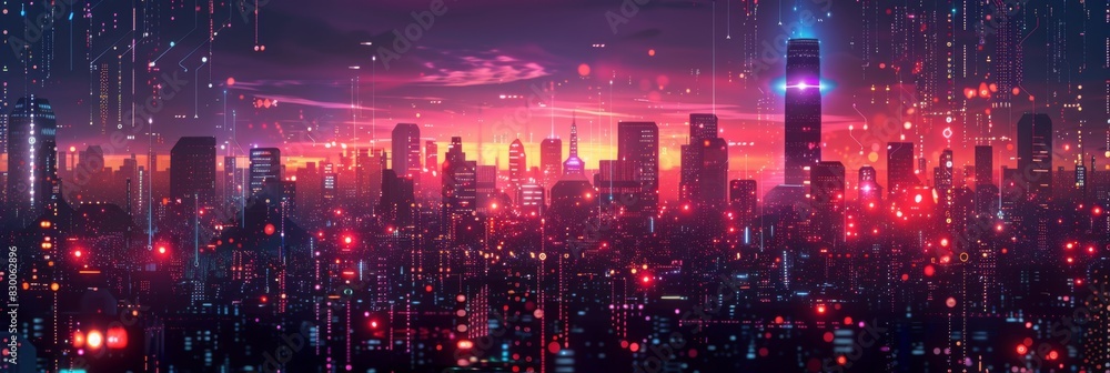 Futuristic Smart Cyber City: Innovative Urban Landscape in Digital Circuitry, futuristic technology concept, graphic banner design Futuristic Smart Cyber City: Innovative Urban Landscape in Digital Circuitry, futuristic technology concept, graphic banner design