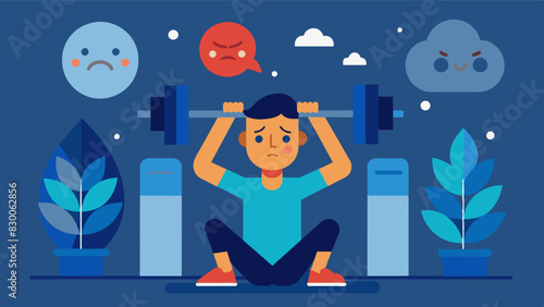 A gym where mental and emotional wellbeing is completely disregarded with feelings of guilt and shame prevalent a members.. Vector illustration