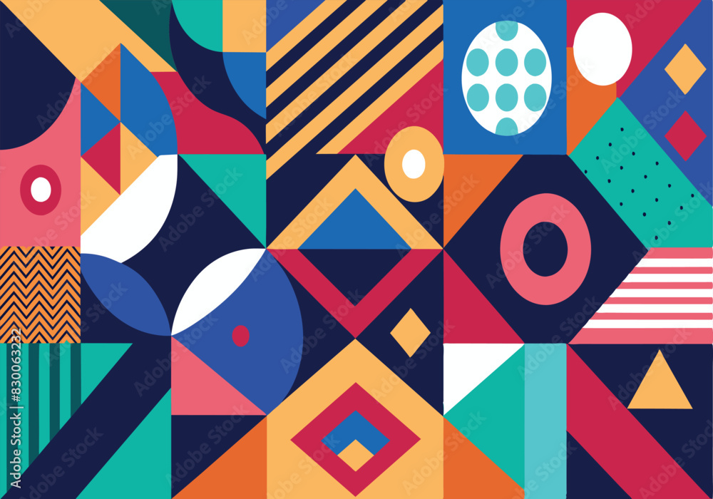 A colorful collage of shapes and circles A colorful collage of shapes and circles
