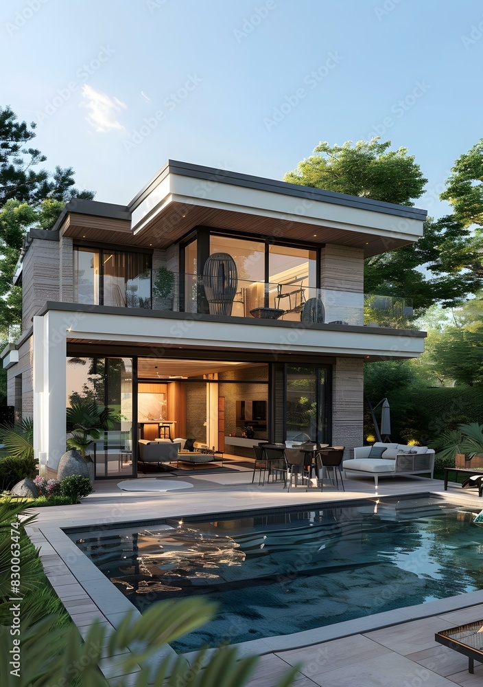 Fototapeta premium Modern house with swimming pool