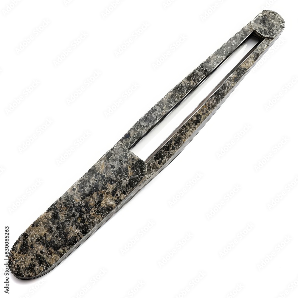 Obraz premium Granite tongs with a rough, textured handle, isolated solid white background