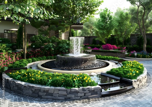 Garden landscape design renderings photo