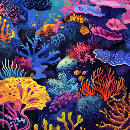 Vibrant Underwater Coral Reef With Colorful Fish in Clear Waters