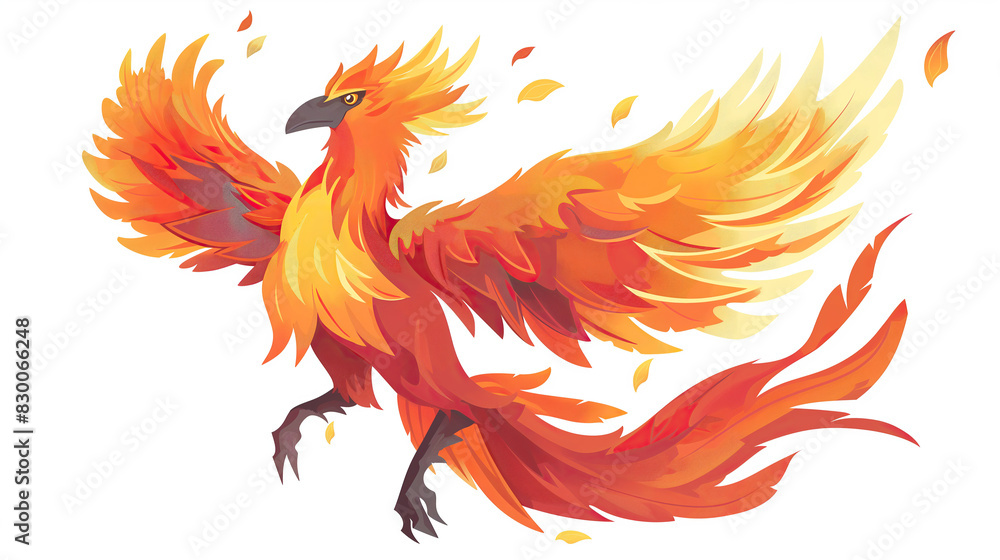 Obraz premium Red Phoenix Illustration on white background