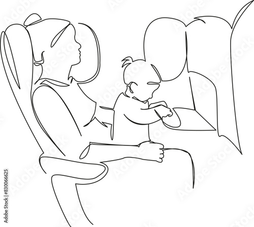 mother and baby on the plane