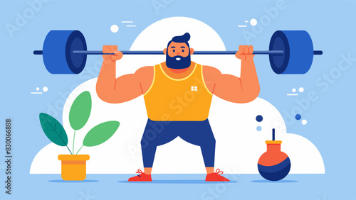 A TV commercial for a protein supplement shows a man effortlessly lifting weights that are clearly far beyond his actual strength capabilities.. Vector illustration