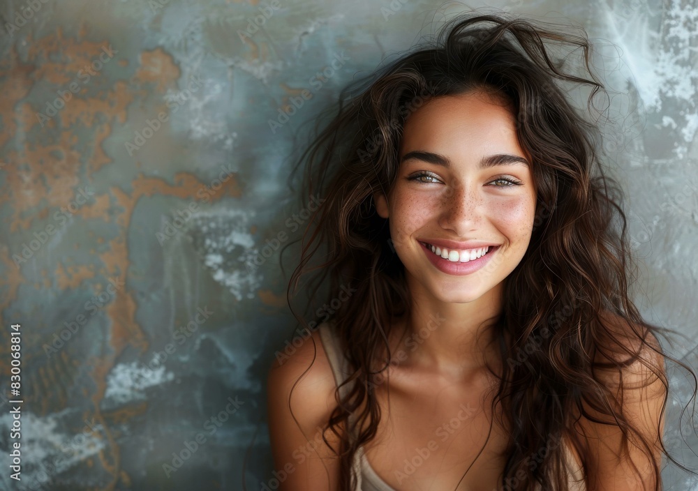 Smiling Woman With Brown Hair and Freckles Smiling Woman With Brown Hair and Freckles