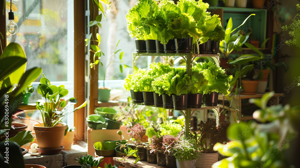 Indoor Garden with Various Potted Plants Indoor Garden with Various Potted Plants