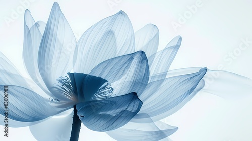 Digital technology blue transparent lotus abstract graphic poster web page PPT background