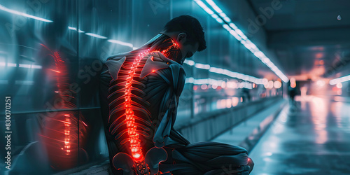 Back Pain: The Shooting Pain and Stiffness of an Aching Back - Visualize a scene where the back is gripped by shooting pain and stiffness, making it difficult to stand or move comfortably