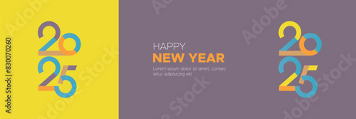 2025 new year banner template. Happy new year 2025 with modern colour design template