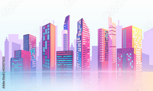 a cityscape with a city in the background.