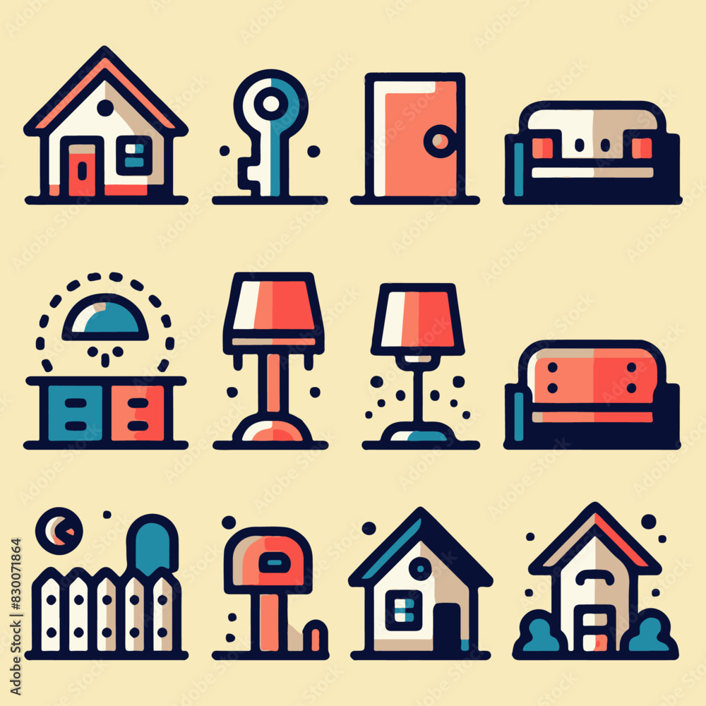 Essential Home Goods Vector Icon Set: Modern Icons for Stylish Interior Design Projects