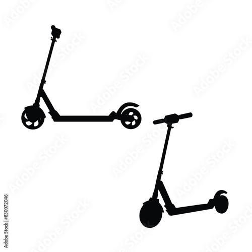 Electric Kick Scooter Silhouette Vector Illustration