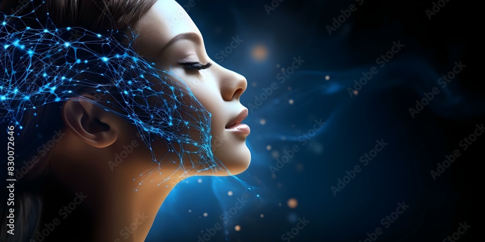 Abstract digital human head profile representing artificial ...