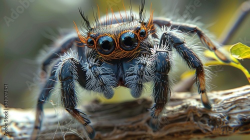 Extreme Close-Up of a Jumping Spider's Eyes and Furry Pincers © ahmad