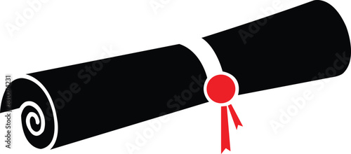Graduation diploma clip art design on plain white transparent isolated background for card, shirt, hoodie, sweatshirt, apparel, tag, mug, icon, poster or badge