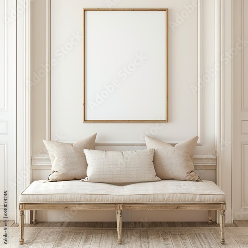 whit sofa with frame poster UHD Wallpapar