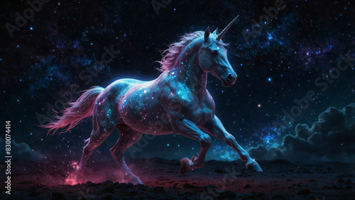 Unicorn horse in the night.