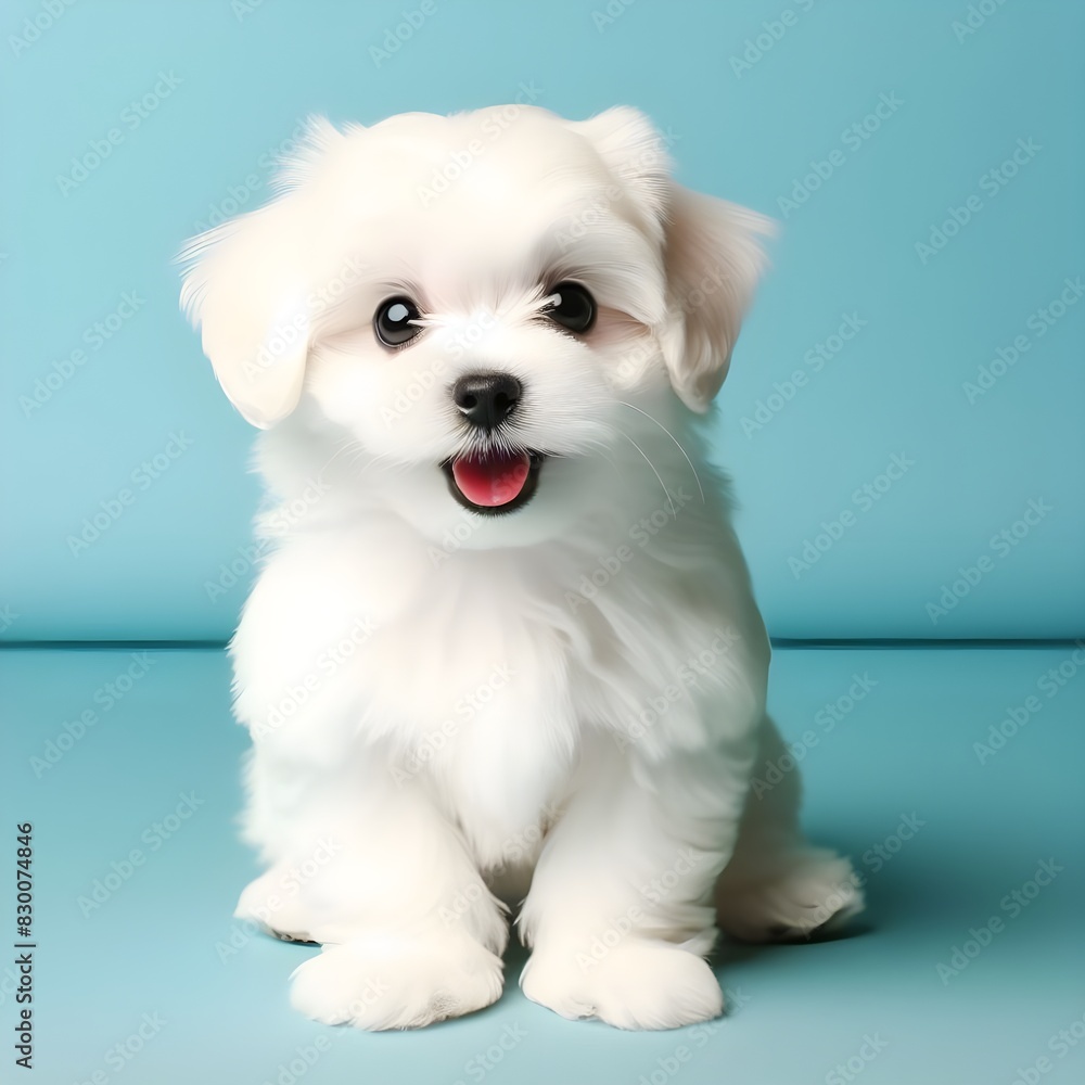 Adorable White Maltese Puppy Sitting Indoors on a Sunny Day Adorable White Maltese Puppy Sitting Indoors on a Sunny Day