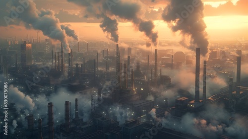 Looming Industrial Skyline A Dystopian SciFi Vision of a Desolate Future Landscape