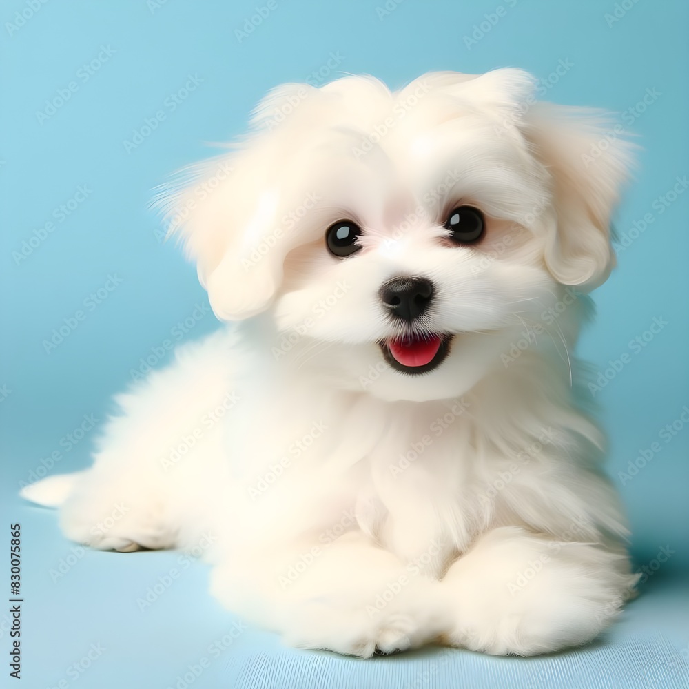 Adorable White Maltese Puppy Sitting Indoors on a Sunny Day Adorable White Maltese Puppy Sitting Indoors on a Sunny Day