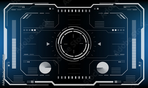 HUD sci-fi interface screen white view on blue design virtual reality futuristic technology display vector