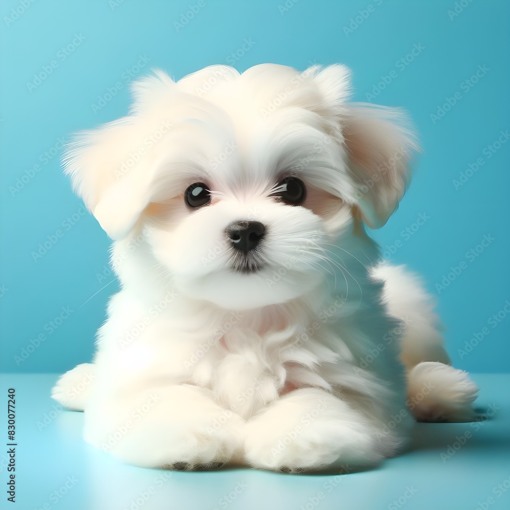 Adorable White Maltese Puppy Sitting Indoors on a Sunny Day Adorable White Maltese Puppy Sitting Indoors on a Sunny Day