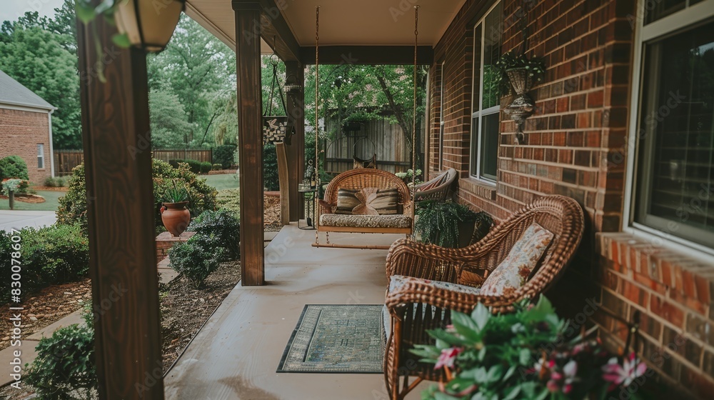 Photo of a luxurious wooden deck with lounge chairs overlooking a lush tropical forest. Photo of a luxurious wooden deck with lounge chairs overlooking a lush tropical forest.