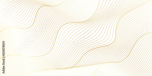 Abstract golden linear background with flowing particles. Digital future technology concept. Abstract gold paper wave background and abstract gradient and gold wave curve lines.	