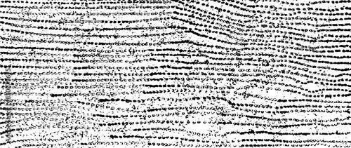 Black and white texture composed of irregular graphic elements. Distressed uneven grunge background. Abstract vector illustration. Overlay for interesting effect. Isolated on white background.