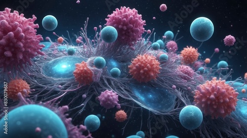 Abstract 3D Microbe Galaxy Wallpaper