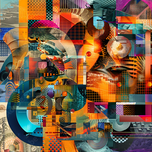 A Thought-Provoking Digital Collage Featuring Elements - Abstract Conceptual Art